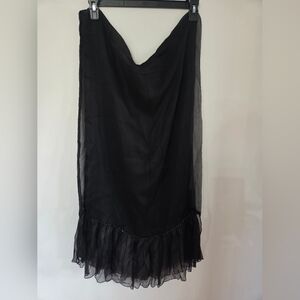 Elegant Black Chiffon Beaded Scarf